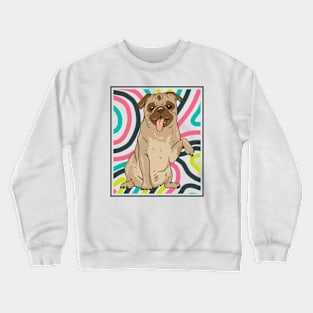 Cute and Colorful Portrait of a Pug Dog Crewneck Sweatshirt